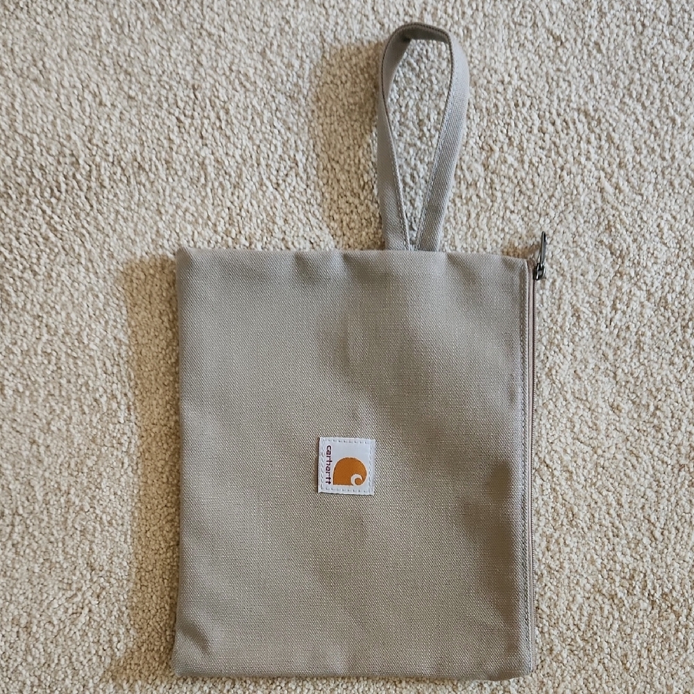 Classic Carhartt Beige Canvas Zipper Clutch Bag Limited Edition